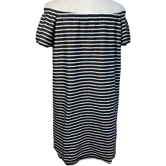 MADEWELL Off The Shoulder Mini Dress, Navy blue & Cream, Size L - Picture 7 of 7